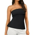 thumbnail image 1 of Going Out Tube Tops for Women 2025 Trendy Summer Off Shoulder Backless Cute Shirts Vacation Black XS, 1 of 8