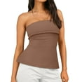 thumbnail image 1 of Going Out Tube Tops for Women 2025 Trendy Summer Off Shoulder Backless Cute Shirts Vacation Dark Brown S, 1 of 9