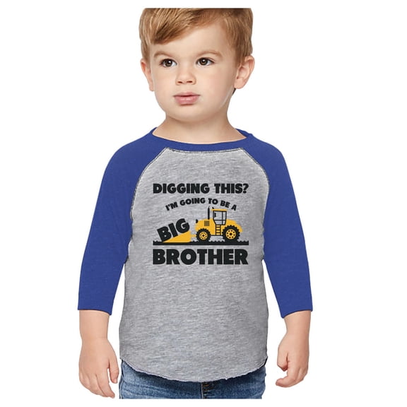 Going To Be Big A Brother Tractor Lover 3/4 Sleeve Baseball Jersey Toddler Shirt 4T Blue