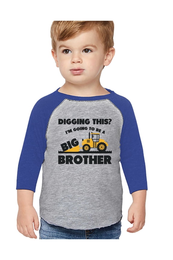 Going To Be Big A Brother Tractor Lover 3/4 Sleeve Baseball Jersey Toddler Shirt 4T Blue