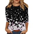 thumbnail image 1 of Going Out Tops For Women, 3/4 Sleeve Shirts Cute Flower Print Graphic Tees Blouses Casual Plus Size Basic Tops Pullover Summer Women 2025 Black Sweatshirt Top Casual Tops (3XL, Light pink) ZMTing, 1 of 4