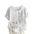 thumbnail image 1 of Going out Tops for Women Plus Size, Dressy Tank Tops for Women Cotton Linen Gauze Shirts Short Sleeve Summer Tunic Top Loose Fit Lightweight Casual Blouses, 1 of 4