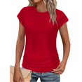 thumbnail image 1 of Going Out Tops For Women, Short Sleeve T Shirts Round Neck Cute Tunic Tops Basic Tees Blouses Loose Fit Pullover Summer Tops Women 2025 Tube Workout Tops Tank Tops Tunic (XL, Red) ZMTing, 1 of 4