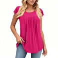 thumbnail image 1 of Going Out Tops For Women, Tunic Dressy Casual Summer Short Sleeve Shirts Loose Fit Pleated Boho Top Women 2025 Long Tops Casual T Shirts Tops Mock Neck Out Tops Tank (M, Hot Pink) ZMTing, 1 of 4