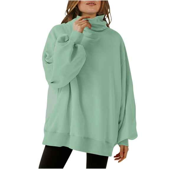 Going Out Tops for Women Viikei Fall Clothes Womens Tops Long Sleeve Clearance,Women's Oversized Sweatshirts Long Sleeve Cowl Neck Casual Loose Fall Trendy Pullover Tunic Tops with Pockets Green M