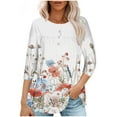 thumbnail image 1 of Going Out Tops for Women Viikei Womens Tops Clearance under $5 Plus Size,Women Casual Summer Printed T-shirt Quarter Sleeve Round Neck Ruched Pullover Blouse Tops White L, 1 of 4