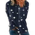 thumbnail image 1 of Going Out Tops for Women Viikei Womens Tops Long Sleeve Sweatshirts,Blouses for Women 2025 Womens Plus Size $5,Women Print Long Sleeve Comfortable Breathable Round-Neck Shirt Tops Navy XL, 1 of 4