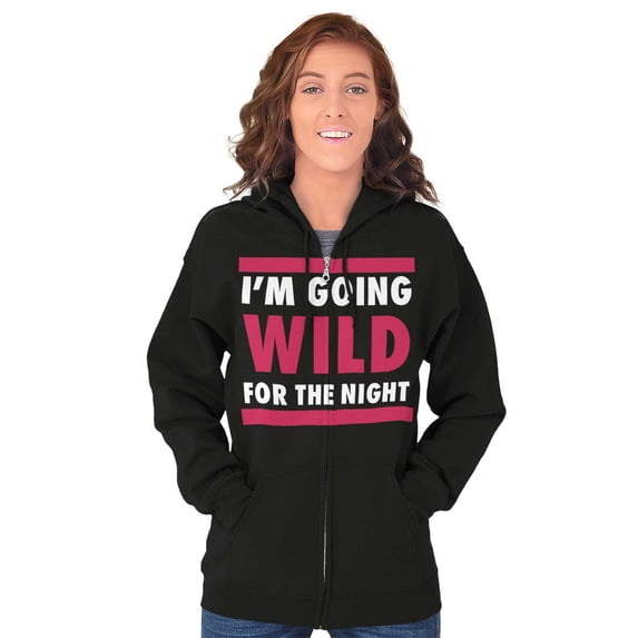 Going Wild Night Party Fun Insane Womens Plus Size Graphic Zipper Hoodie Brisco Brands 5X