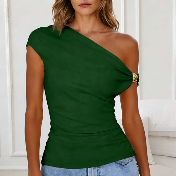 Going out Tops for Women off the Shoulder Slim Fitting Cap Sleeve Tops Summer Comfy Cute Club T Shirts Fashion,Size XL