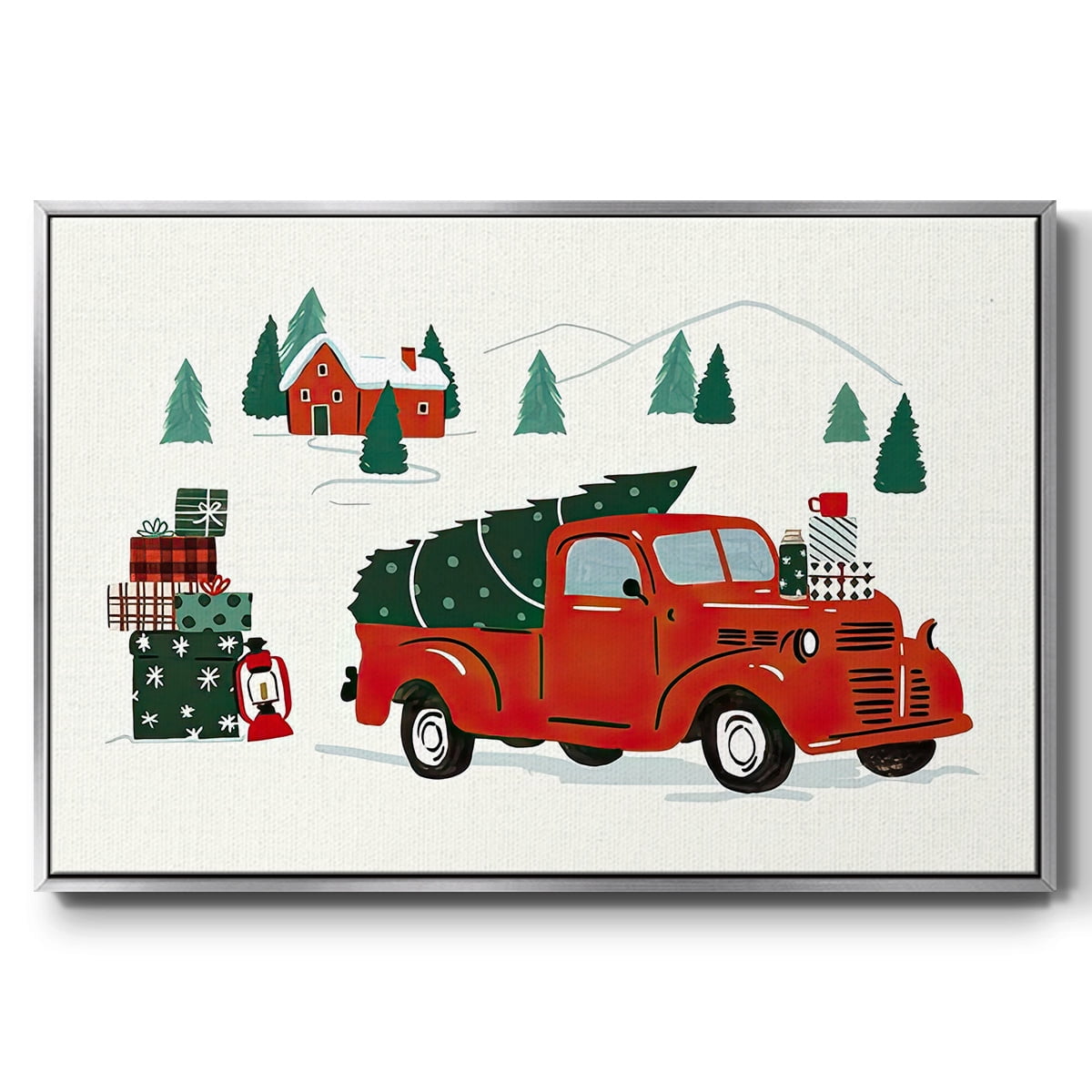 Going to Grandmas Collection A - Framed Gallery Wrapped Holiday Canvas - 17 x 25 - Silver Frame