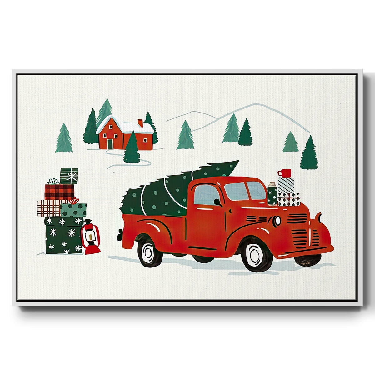 Going to Grandmas Collection A - Framed Gallery Wrapped Holiday Canvas - 25 x 37 - White Frame