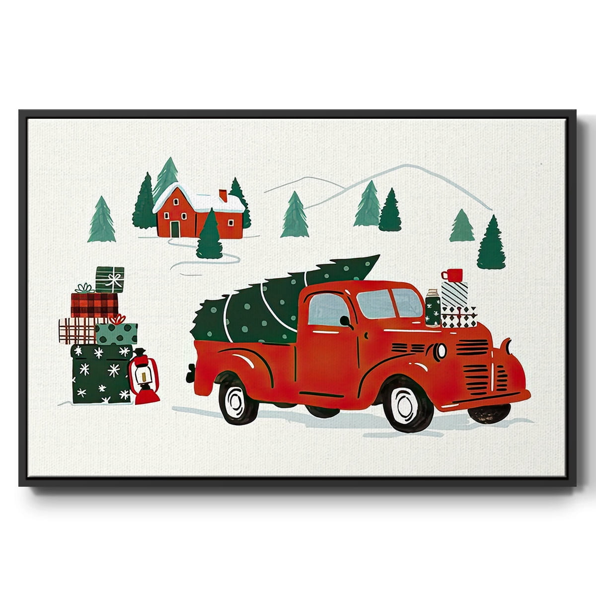 Going to Grandmas Collection A - Framed Gallery Wrapped Holiday Canvas - 27 x 41 - Black Frame