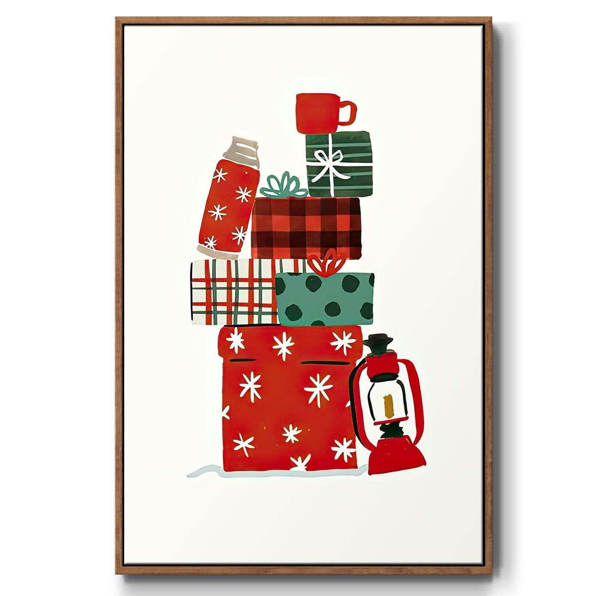 Going to Grandmas Collection B - Framed Gallery Wrapped Holiday Canvas - 17 x 25 - Rosewood Frame