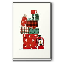 Going to Grandmas Collection B - Framed Gallery Wrapped Holiday Canvas - 17 x 25 - White Frame