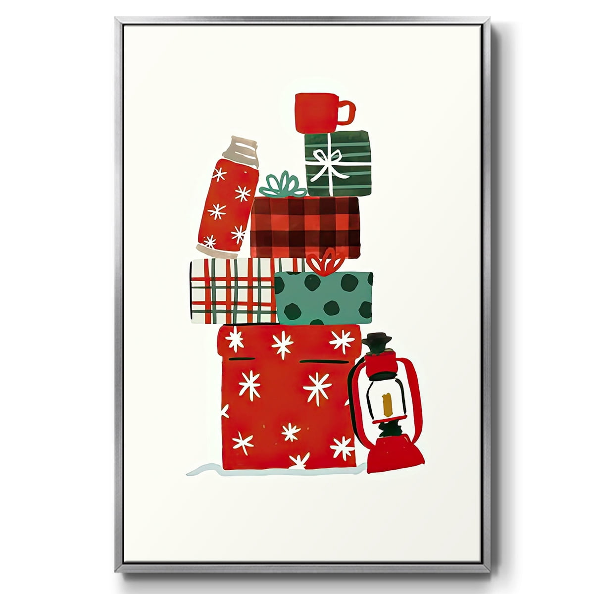 Going to Grandmas Collection B - Framed Gallery Wrapped Holiday Canvas - 25 x 37 - Silver Frame