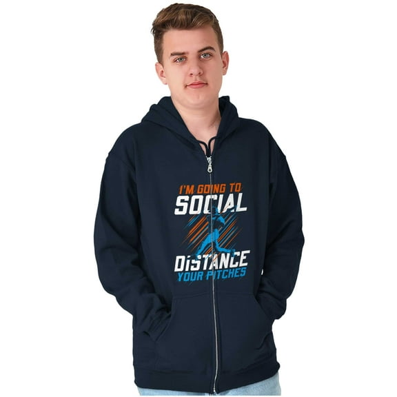 Going to Social Distance Your Pitches Zip Hoodie Sweatshirt Men Brisco Brands S