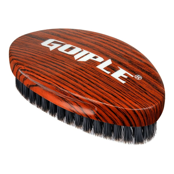 Goiple 360 Wave Brush for Defining Wave Pattern, Scalp Massaging, Enhancing Hair Pull, Fuller Coverage, Travel - Friendly, Pocket - Size, Curved Design, Medium Hard Boar Bristle, Premium Wood