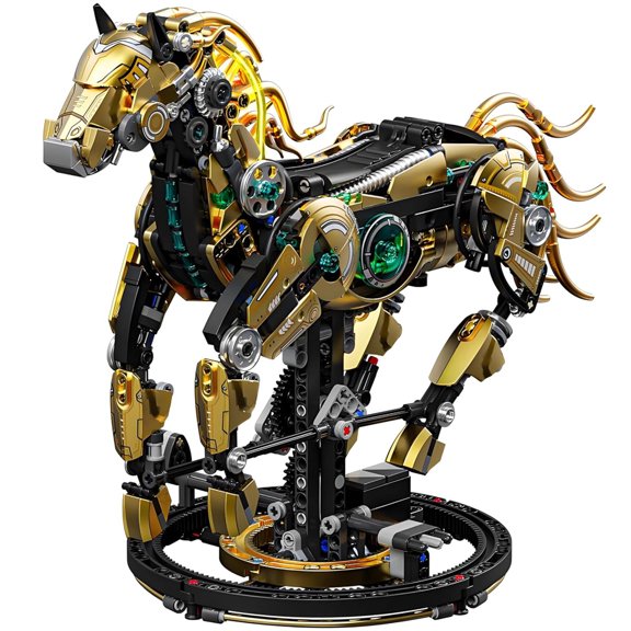 Goirzi 1055Pcs Mechanical Horse Building Blocks Set - Animals Building Blocks Toys for Kids and Adults