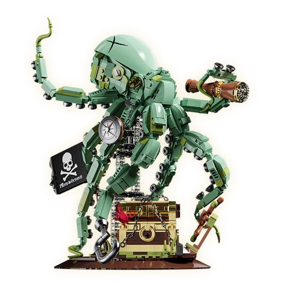 Goirzi 1128Pcs Pirate Octopus Building Blocks Set - Sea Monster Model Display Kit, Creative Building Blocks Toys