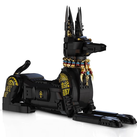 Goirzi 1208Pcs Egyptian Pharaoh Hound Building Blocks Set - Mythical Dog Building Blocks Toys for Kids and Adults