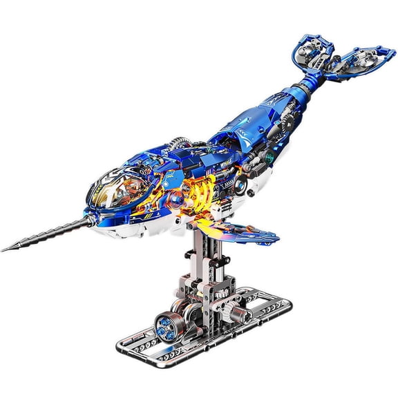 Goirzi 1288Pcs Mechanical Narwhal Building Blocks Set - Marine Animal Model Display Kit, Creative Building Toy