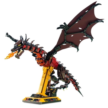 Goirzi 1359Pcs Fire Dragon with A Minifigure Building Blocks Toys Puzzle Set Home Decoration Model Creative for Kids Adults