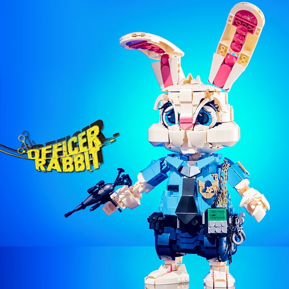 Goirzi 1387Pcs Bunny Police Officer Building Blocks Set  Animal Character Building Blocks Toys for Kids and Adults