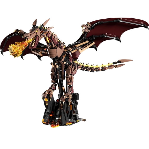 Goirzi 1439Pcs Flame-Breathing Dragon Building Blocks Set – Display Model Kit, Mythical Creature Building Toys for Collection and Decoration