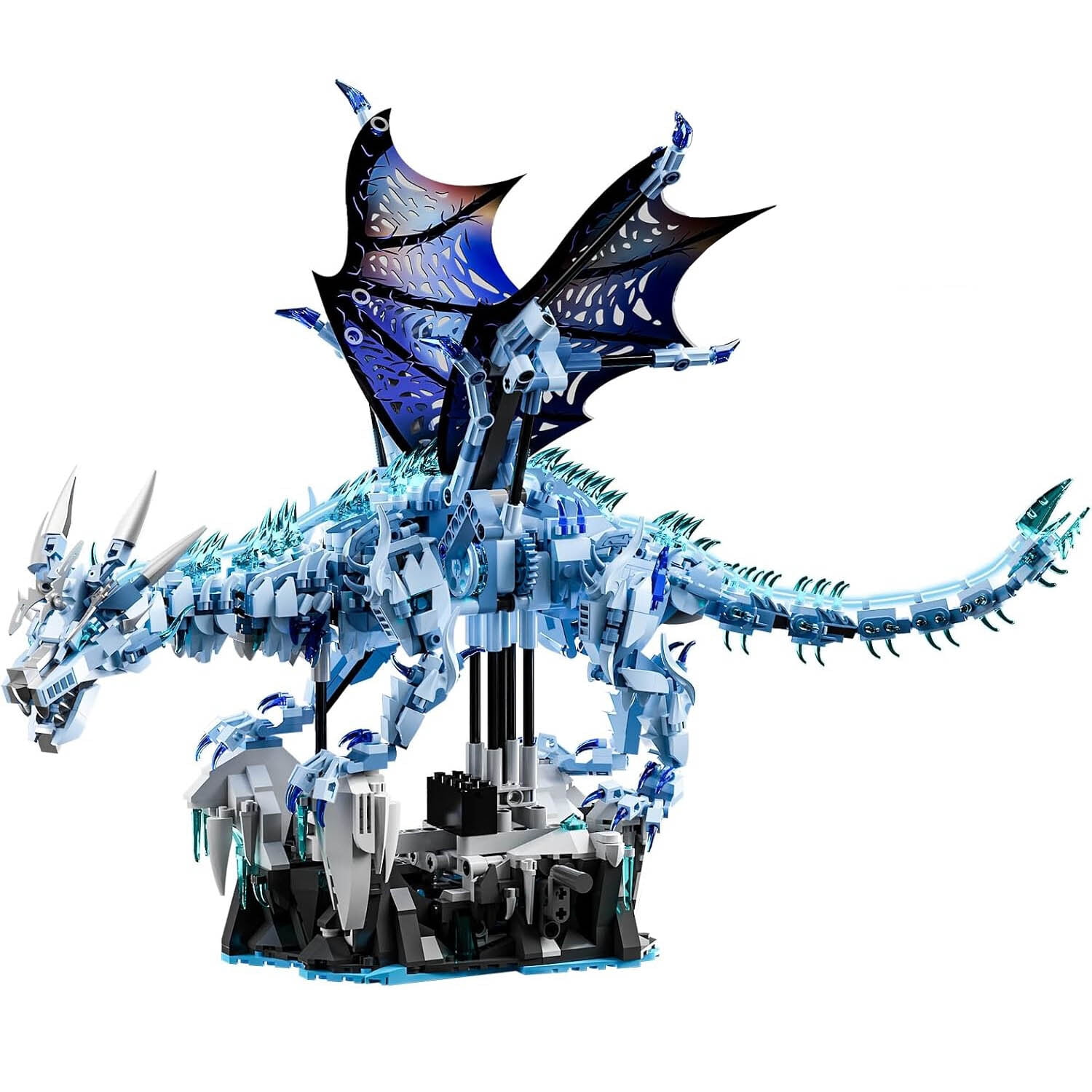 Goirzi 1646Pcs Dark Ice Dragon Building Blocks Set – Display Model Kit, Mythical Creature Building Toys for Collection and Decoration