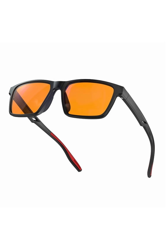 100% Blue Light Blocking Glasses - Orange Tint Sleep Glasses to Boost Melatonin, Reduce Eye Strain, and Alleviate Migraines - Minimize Glare from Fluorescent Lights During Indoor Sports