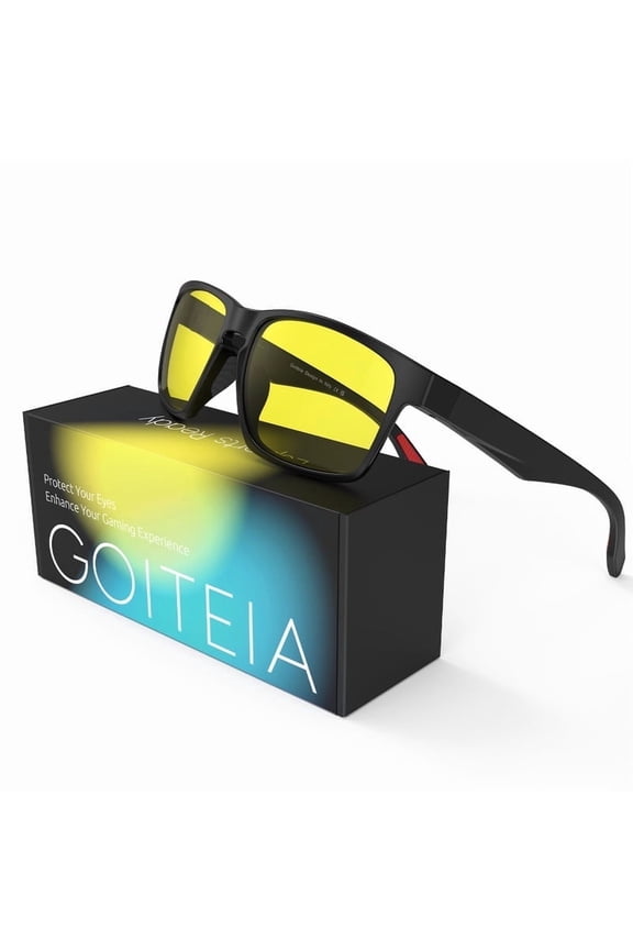 Yellow Gaming Blue Light Glasses for Men, Computer Glasses for Long Hours of Gaming, No Eye Strain&Blurry