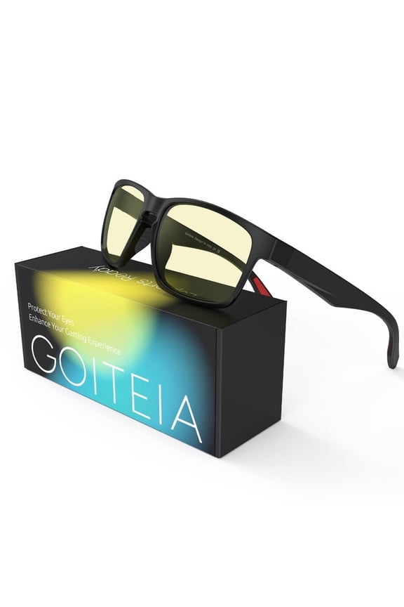 Yellow Gaming Blue Light Glasses for Men, Computer Glasses for Long Hours of Gaming, No Eye Strain&Blurry