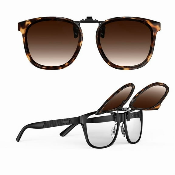 Goiteia Oversized Polarized Clip on Sunglasses over Prescription Glasses for Women Men, Round Stylish Framed Like Sunglasses