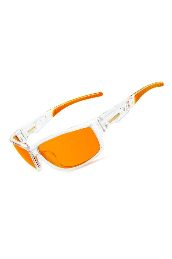 Polarized Sunglasses for Sports Men Women, Wrap Around, Orange