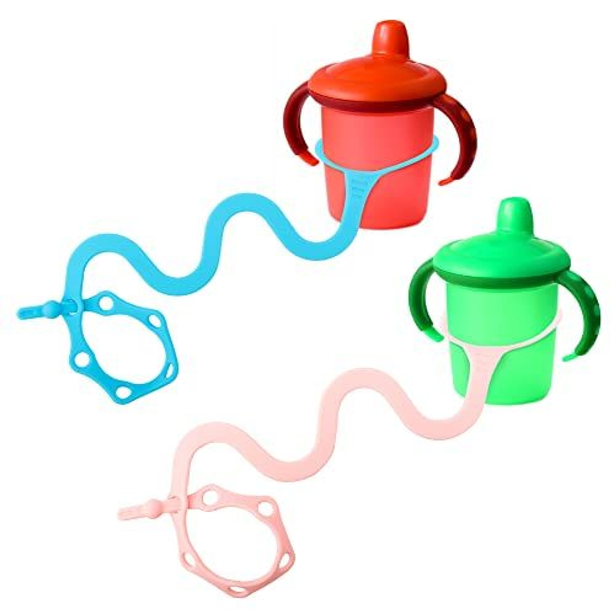 Goji Baby Bottle Bungees - Sippy Cup Holder Strap - Sippy Cup and Toy Safety Tether - Keep Essentials Within Reach - For Kids Ages 0-36 Months - BPA and Phthalate-Free [Blue & Pink 2pk]