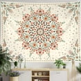 thumbnail image 1 of Gojian Bohemian Tapestry Wall Hanging, Beige Pink Floral Tapestry with Wild Flower Medallion Print Bedroom Boho Home Decor, White Wreath, 1 of 6