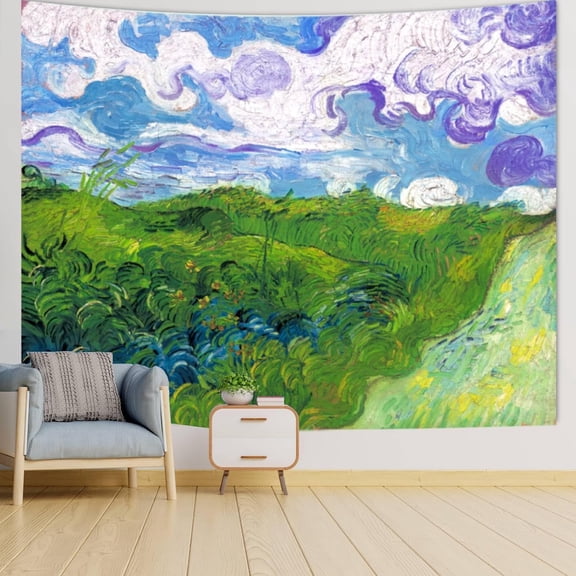Gojian Boho Tapestry Wall Hanging for Bedroom Aesthetic, Bohemian Vintage 70s Rainbow Sun Tapestries for Living Room, Retro Hippie Sunset Sea Wall Tapestry for Dorm Room Decor