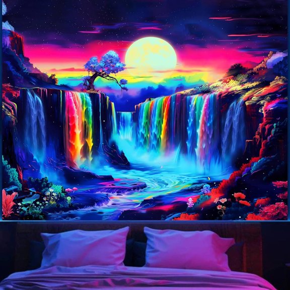 Gojian Boho Tapestry Wall Hanging for Bedroom Aesthetic, Bohemian Vintage 70s Rainbow Sun Tapestries for Living Room, Retro Hippie Sunset Sea Wall Tapestry for Dorm Room Decor