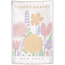 Gojian Danish Pastel Botanical Flower Market Aesthetic Floral Plants Tapestries Wall Hanging Tapestry Decorative Flag For Home Decor Living Room College Dorm Bedroom Banner