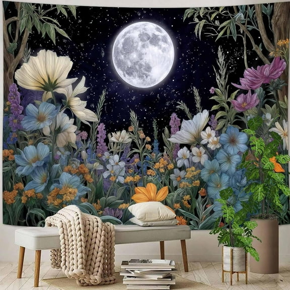 Gojian Fantasy Forest Tree Butterfly Wall Hanging, Fairy Magical Enchanted Jungle Waterfall Mushroom Tapestry for Bedroom Living Room