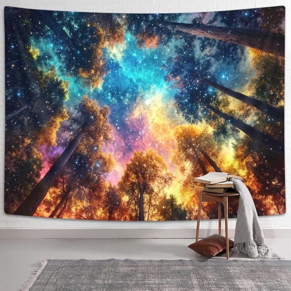 Gojian Fantasy Forest Tree Butterfly Wall Hanging, Fairy Magical Enchanted Jungle Waterfall Mushroom Tapestry for Bedroom Living Room