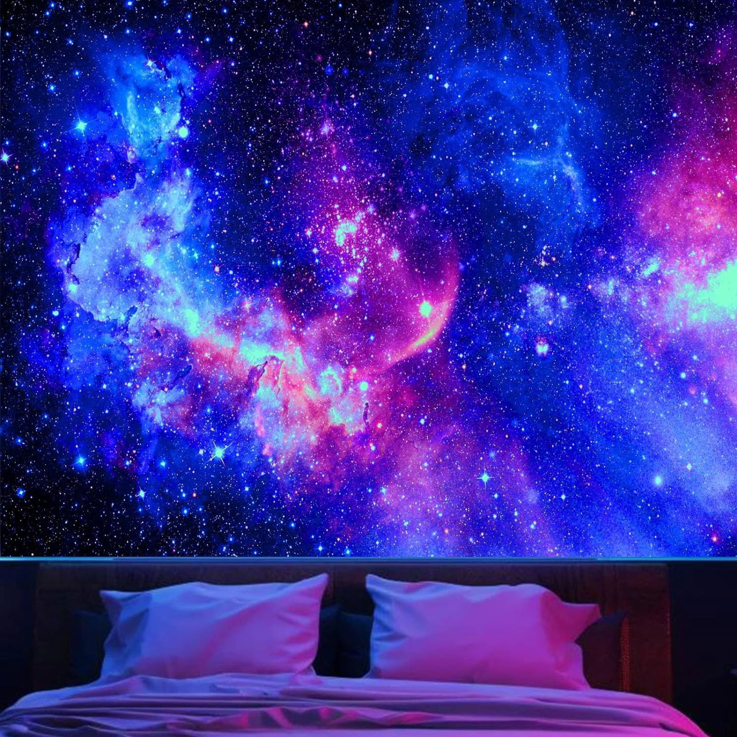 Gojian Galaxy Tapestry for Bedroom Aesthetic Space Blue Night Starry ...