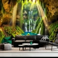 thumbnail image 1 of Gojian Nature Tapestry Forest Tree Sea Cave Wall Hanging, Stream Through Rainforest Landscape Wall Art Tapestry for Bedroom Living room, 1 of 6