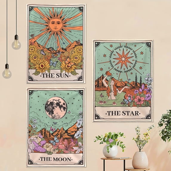 Gojian Orange Moth Tapestry Boho Retro Floral Flowers Tapestries Aesthetic Vintage Mushroom Tapestries for Bedroom Indie Small Tapestry Wall Hanging for Living Room Dorm