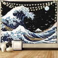 thumbnail image 1 of Gojian Wall Tapestry for Bedroom Aesthetic Japanese The Great Wave off Kanagawa Tapestries Trippy Tapestrys Black Art Tapistry Wall Hanging Decor Ceiling Tapastry, 1 of 6