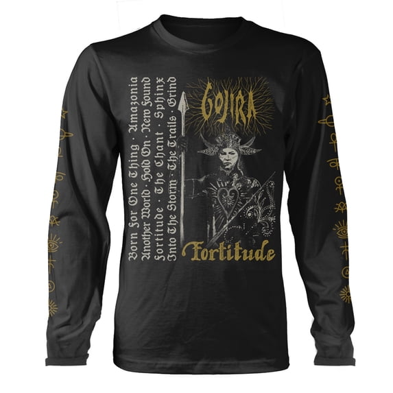 Gojira T Shirt Fortitude Tracklist Band Logo Official Mens Black Long Sleeve