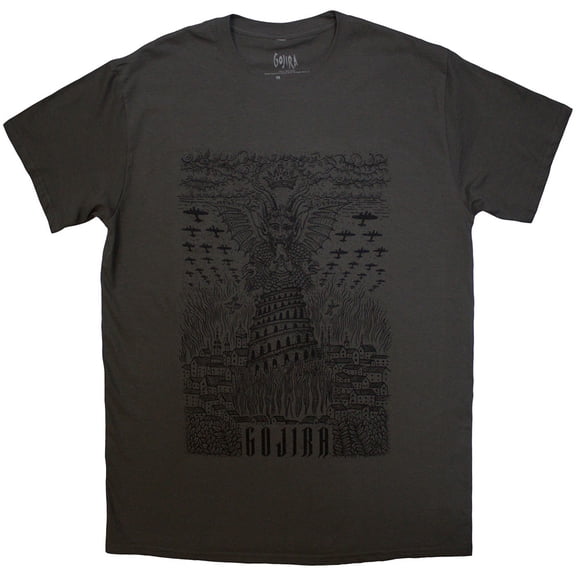 Gojira Unisex T-Shirt Demon Village (Charcoal Grey) (Large)