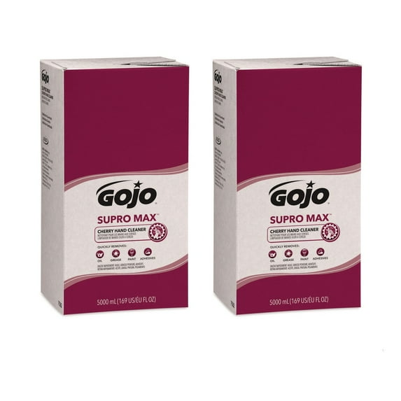 GOJO Industries 7582-02 SUPRO MAX 5,000 milliliter Heavy Duty Hand Cleaner Refill for GOJO PRO TDX Touch-Free Dispenser - Cherry Scent (2/Carton)