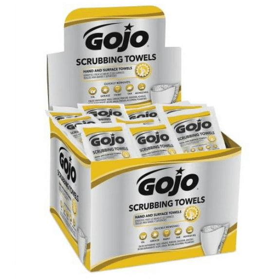 Scrubbing Towels in Counter Display, Hand Cleaning, 12.25 x 10.5, Fresh Citrus, 4 Boxes, 80 Individually Wrapped Wipes/Carton