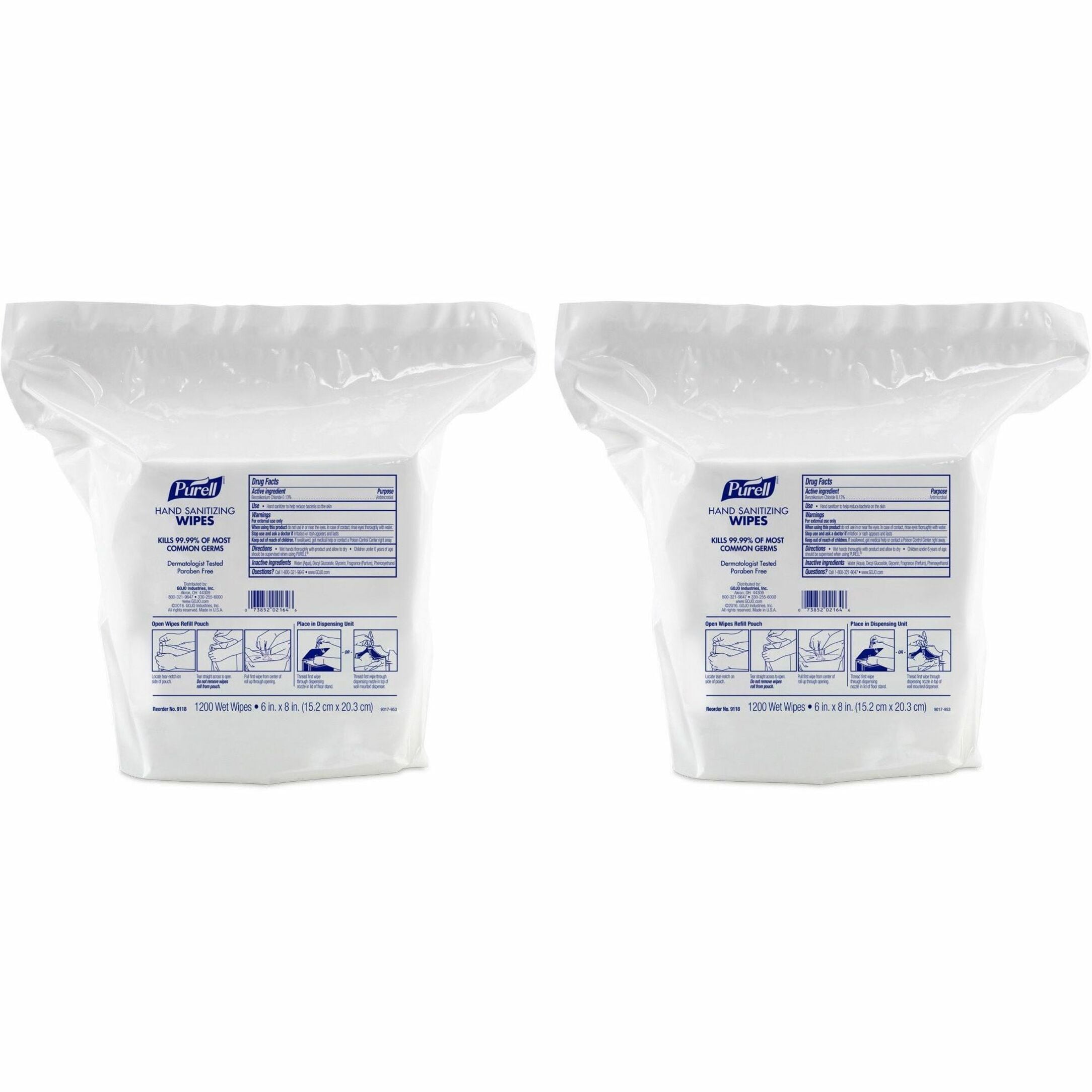 PURELL&reg;, GOJ911802, Sanitizing Wipes, 2400 / Carton, White